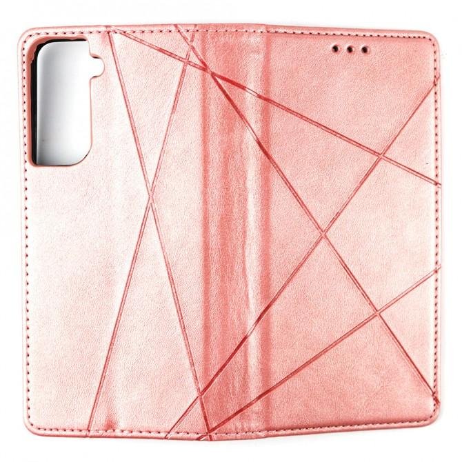 Чохол-книжка Lines Leather для Samsung G991B Galaxy S21 Pink-2