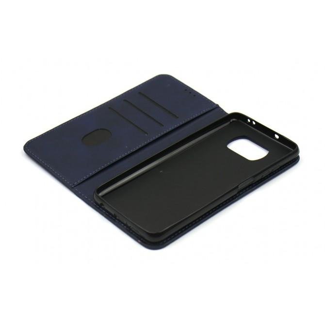 Чехол-книжка Lines Leather for Xiaomi Poco X3 Blue-1