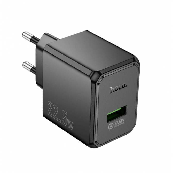 Мережевий зарядний пристрій 1USB Hoco CS17A Multi-Protocol 22.5W Black-1