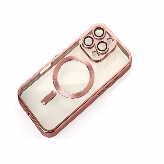 Силіконовий чохол SHINING with MagSafe для iPhone 15 Pro Рожево Золотий-3