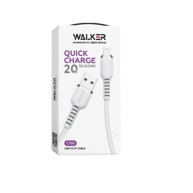 Кабель USB WALKER C795 Lightning Black 1m-1