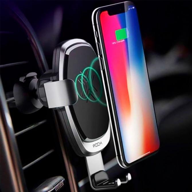 Автодержатель Rock RWC0246 + Беспроводная зарядка Серый-3