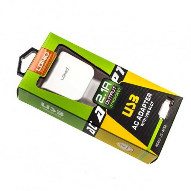 Сетевое зарядное устройство 2USB LDNIO (2.1A) White (DL-AC56)-1