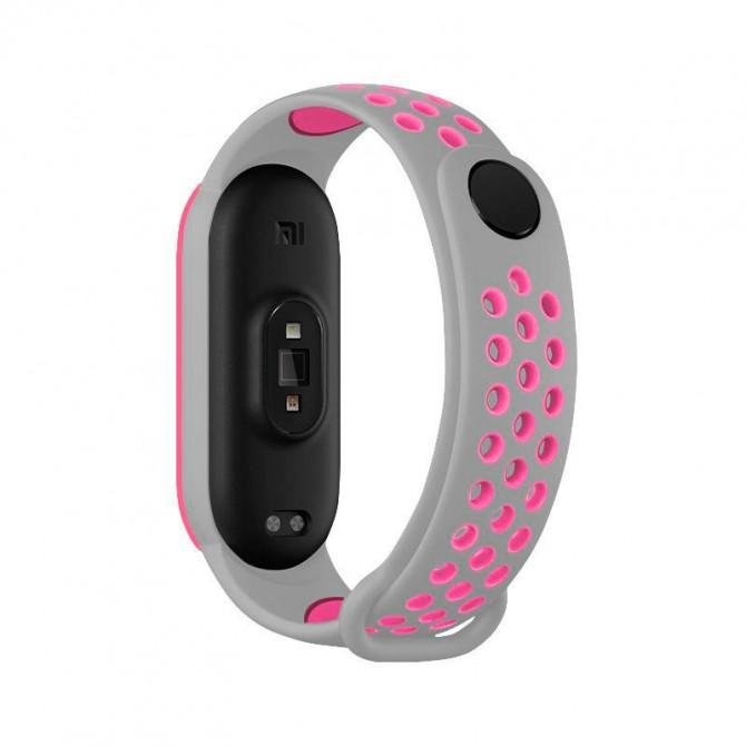 Ремешок для Xiaomi Mi Band 3/4 SPORT Grey/Pink-1