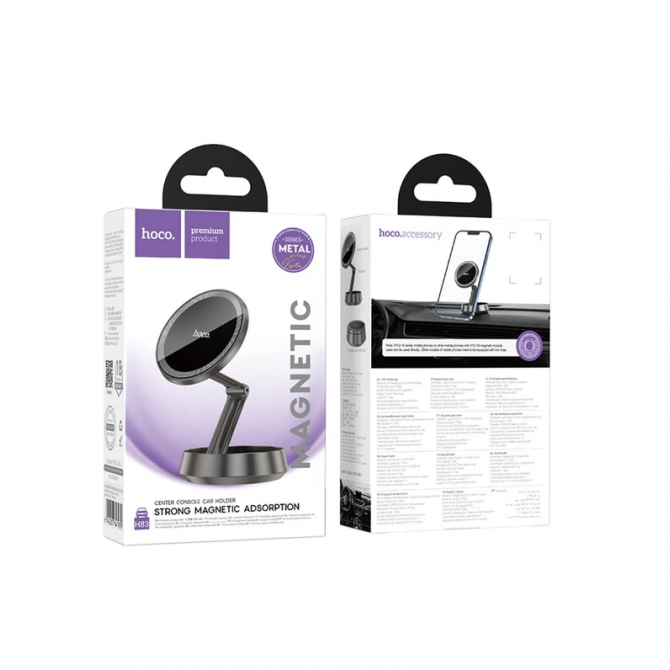 Холдер Hoco H83 Metal ring magnetic (center console) Metal Grey-3