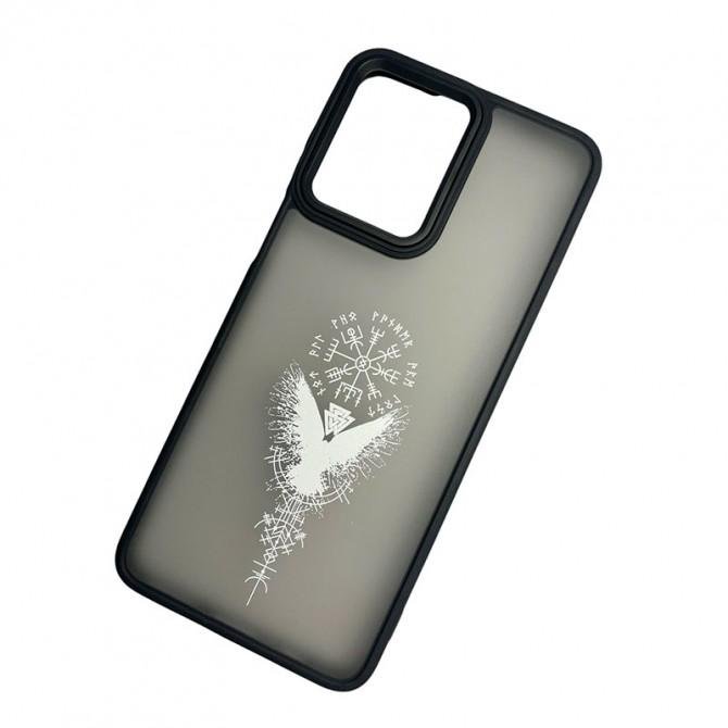 Силиконовая накладка OPrint Cкандинавия white для Motorola Moto G54 Крыла / черный-1