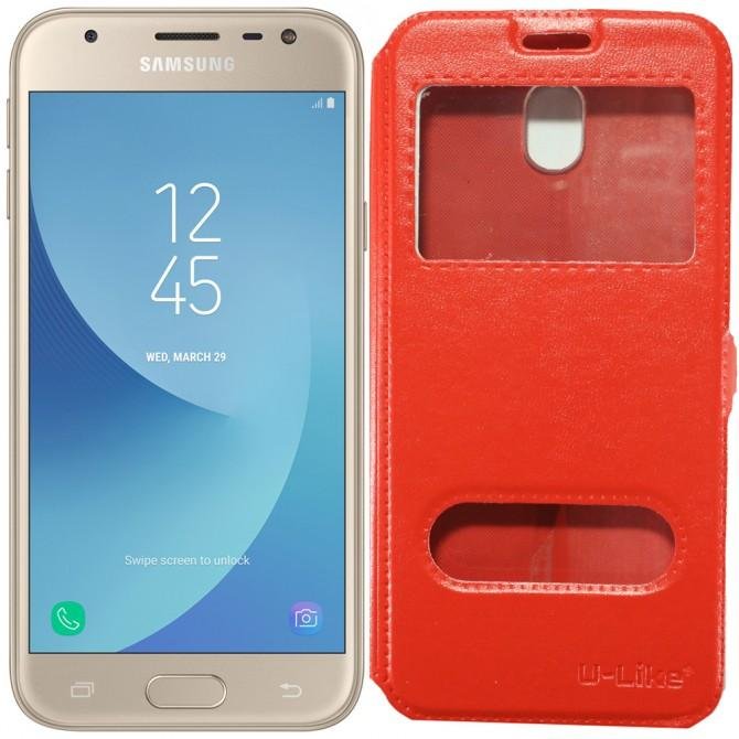 Чехол книжка U-Like Simple для Samsung J330 (2017) Red