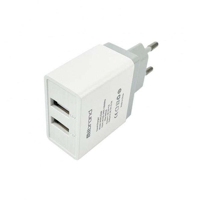 Сетевое зарядное устройство Mibrand MI-02 Travel Charger 2USB-A White