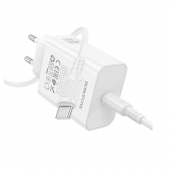 Сетевое зарядное устройство 1Type-C Borofone BA109A PD40W White + Type-C to Type-C