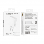 Сетевое зарядное устройство 1Type-C Borofone BA109A PD40W White + Type-C to Type-C
