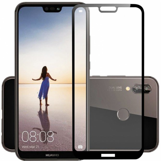 Защитное стекло для HUAWEI P20 Lite (0.3 мм, 2.5D, с чёрным Silk Screen покрытием)