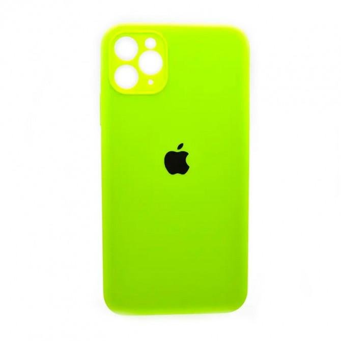 Оригинальный силиконовый чехол для iPhone 11 Pro Max Неоново Зеленый FULL (SQUARE SHAPE)