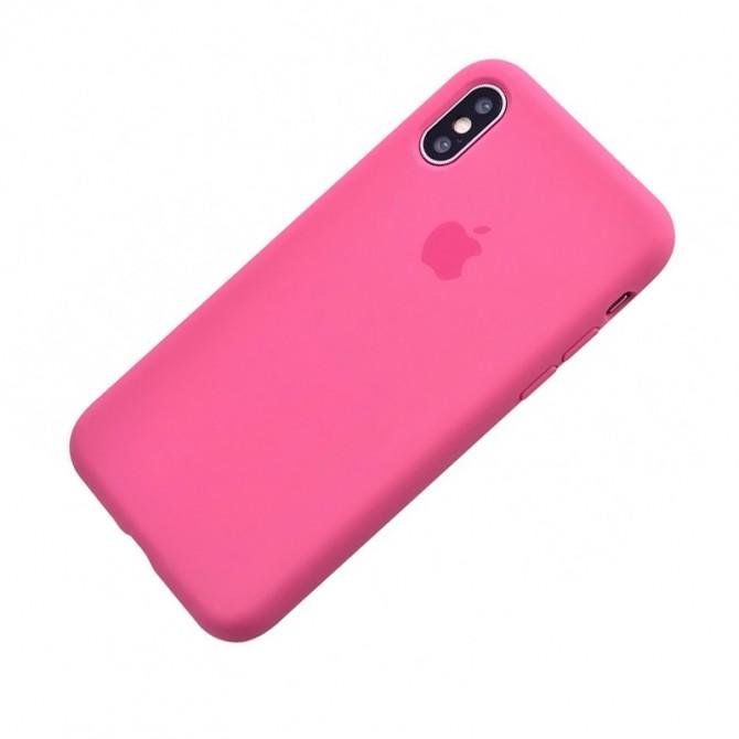 Оригинальный силиконовый чехол для iPhone Xs Max Малиновый-3