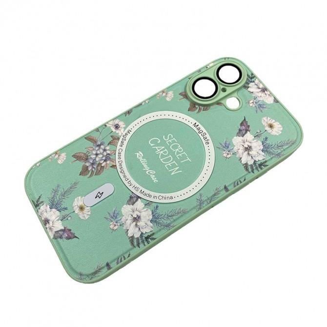 TPU+PC чехол Secret Garden with MagSafe для Apple iPhone 16 (6.1") Mint-2