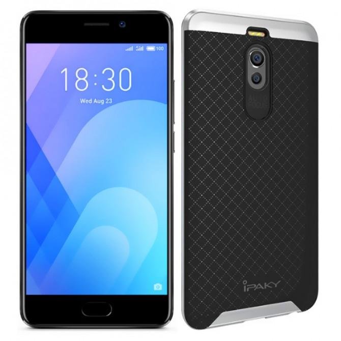 Накладка iPaky Carbon TPU + Bumper для Meizu M6 Note Срібло