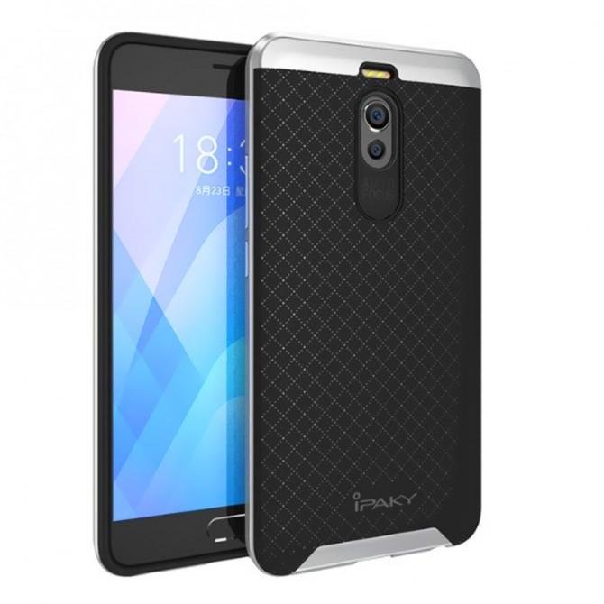 Накладка iPaky Carbon TPU + Bumper для Meizu M6 Note Срібло-1