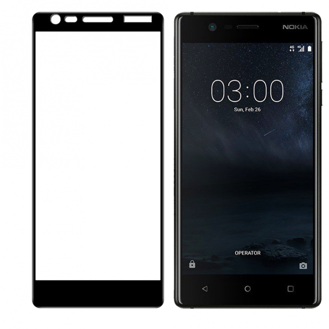 Защитное стекло для NOKIA 3.1 Full Glue (0.3 мм, 2.5D, чёрное)
