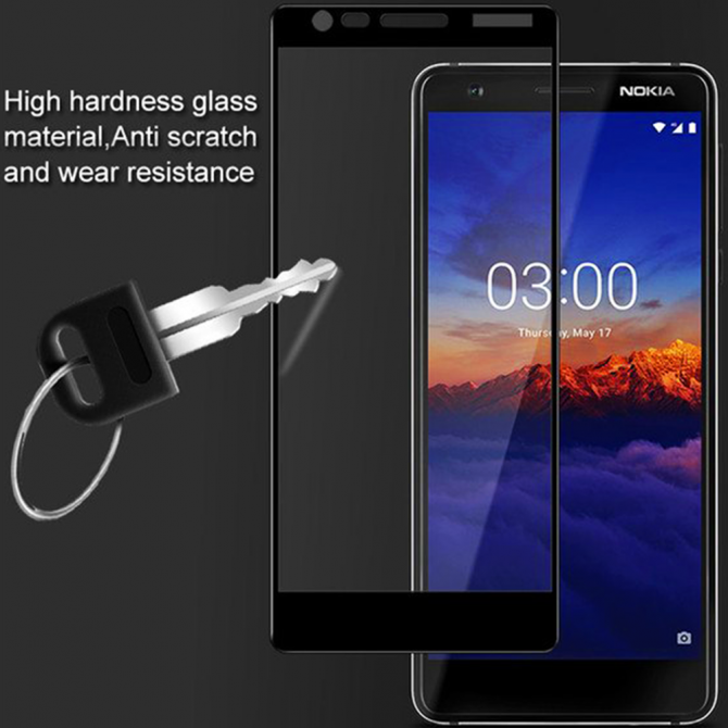 Защитное стекло для NOKIA 3.1 Full Glue (0.3 мм, 2.5D, чёрное)-2
