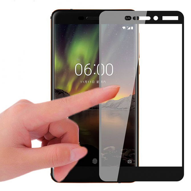 Защитное стекло для NOKIA 6 2018 Full Glue (0.3 мм, 2.5D, чёрное)-1