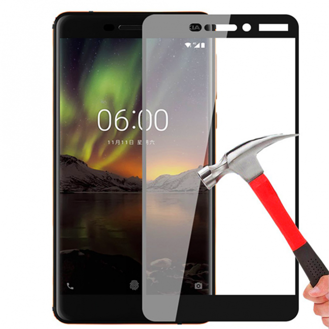 Защитное стекло для NOKIA 6 2018 Full Glue (0.3 мм, 2.5D, чёрное)-2