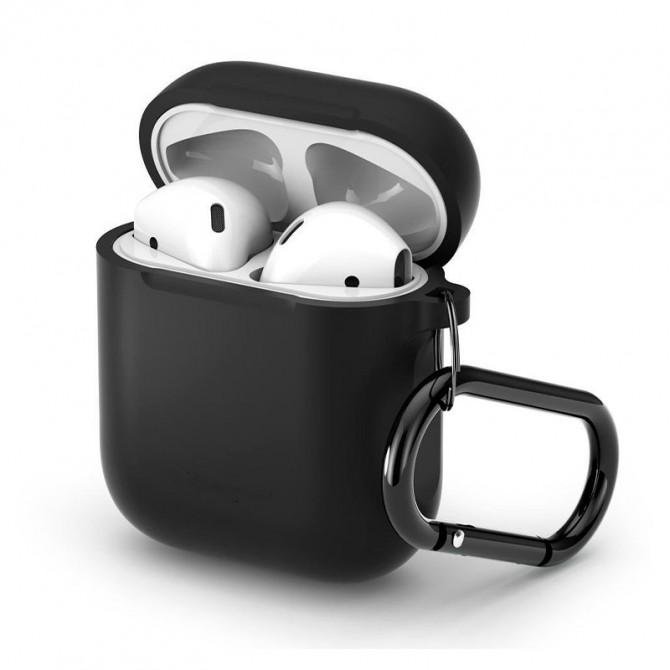 Чехол U-Like Silicone Protective Case For Airpods + Lock Black