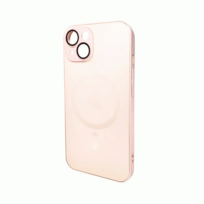Чехол AG Glass Matt Frame Color MagSafe Logo for Apple iPhone 13 Pro Max Chanel Pink