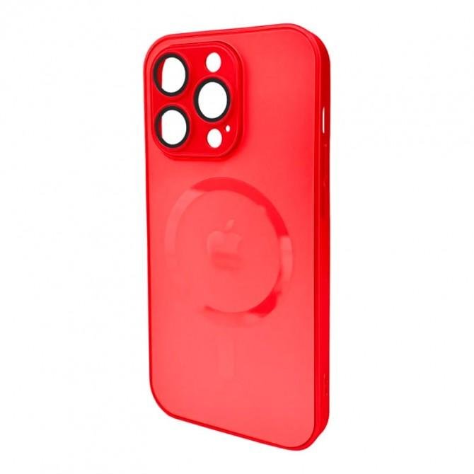 Чехол AG Glass Matt Frame Color MagSafe Logo for Apple iPhone 13 Pro Max Cola Red