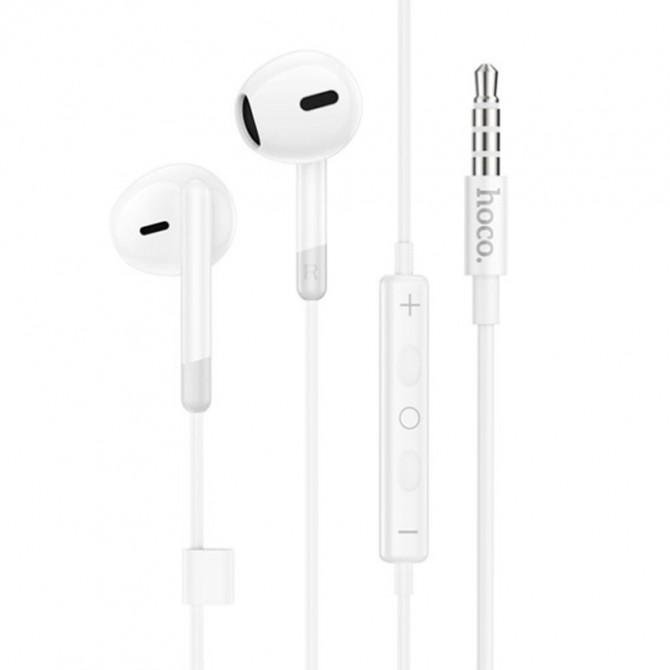 Дротовые наушники Hoco M109 Pure White + mic