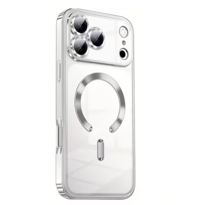 Силіконовий чохол SHINING with MagSafe для iPhone 17 Pro Срібний-1