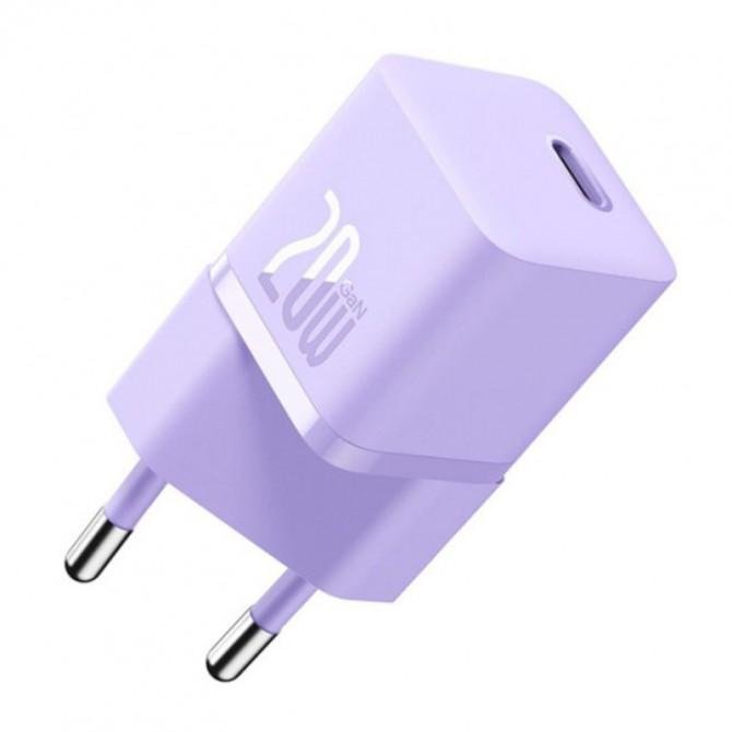Сетевое зарядное устройство 1Type-C Baseus GaN5 Fast Charger (mini) 1C 20W EU Purple