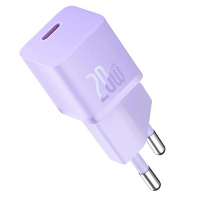 Сетевое зарядное устройство 1Type-C Baseus GaN5 Fast Charger (mini) 1C 20W EU Purple-1