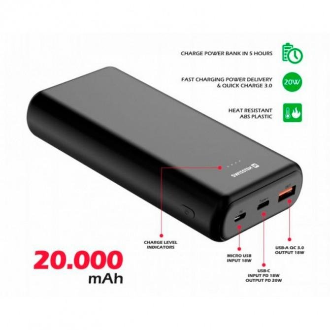 Додаткова батарея SWISSTEN PD 20W (20000 mAh) Black-1