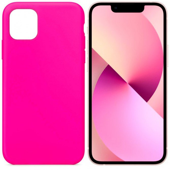 Силіконовий чохол для iPhone 13 Яскраво рожевий FULL (без лого)-1