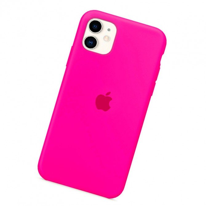 Силіконовий чохол для iPhone 13 Яскраво рожевий FULL (без лого)-3