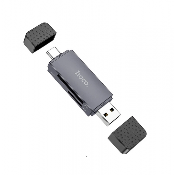 Картридер Hoco HB45 Spirit 2in1 USB/Type-C 3.0 Grey