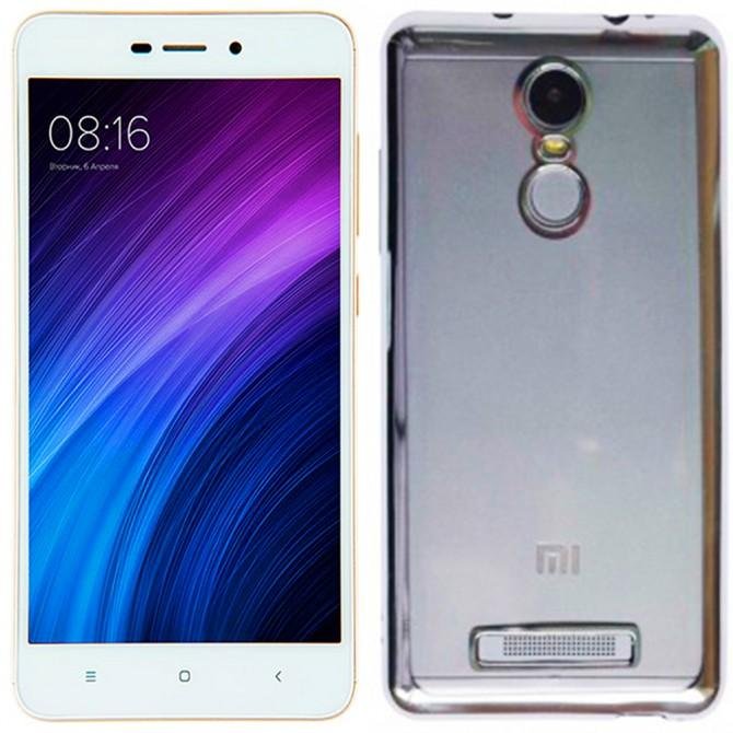 Прозорий силіконовий Чохол для Xiaomi Redmi Note 3 / Redmi Note 3 Pro з глянцевою окантовкою (Срібни