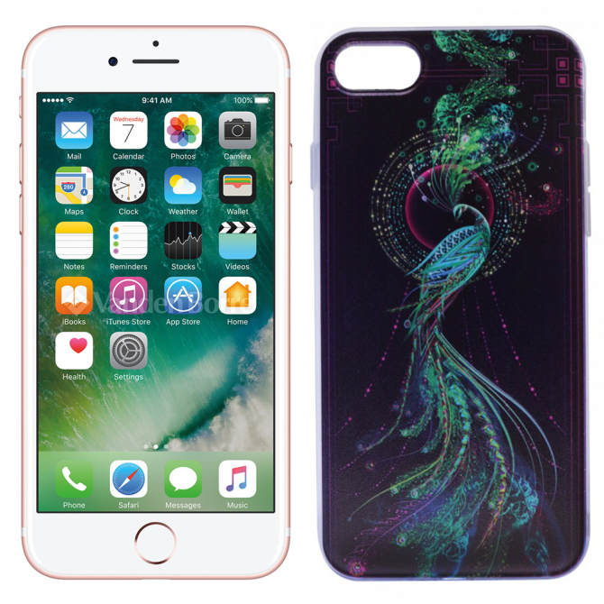 Тонкий силиконовый чехол "Космические животные" с прозрачными краями для Apple iPhone 7 (4.7") (Павл