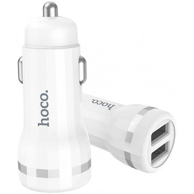 Автомобильное зарядное устройство АЗП 2USB Hoco Z27 White (2.4A)-2