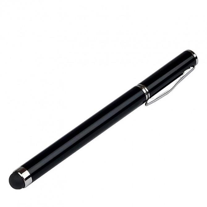 Стилус емкостный, металлический, с шариковой ручкой, чорный-1