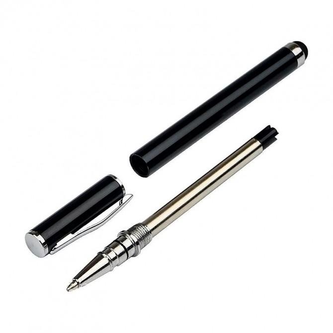 Стилус емкостный, металлический, с шариковой ручкой, чорный-2