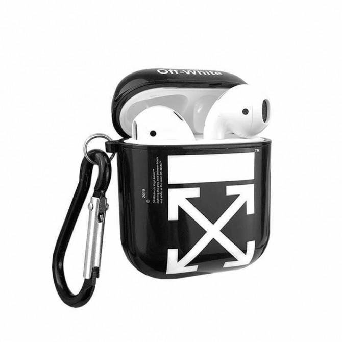 Чехол U-Like Glossy Brand Protective For Airpods OFWHITE Black