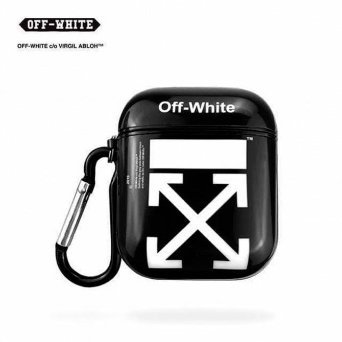 Чехол U-Like Glossy Brand Protective For Airpods OFWHITE Black-1