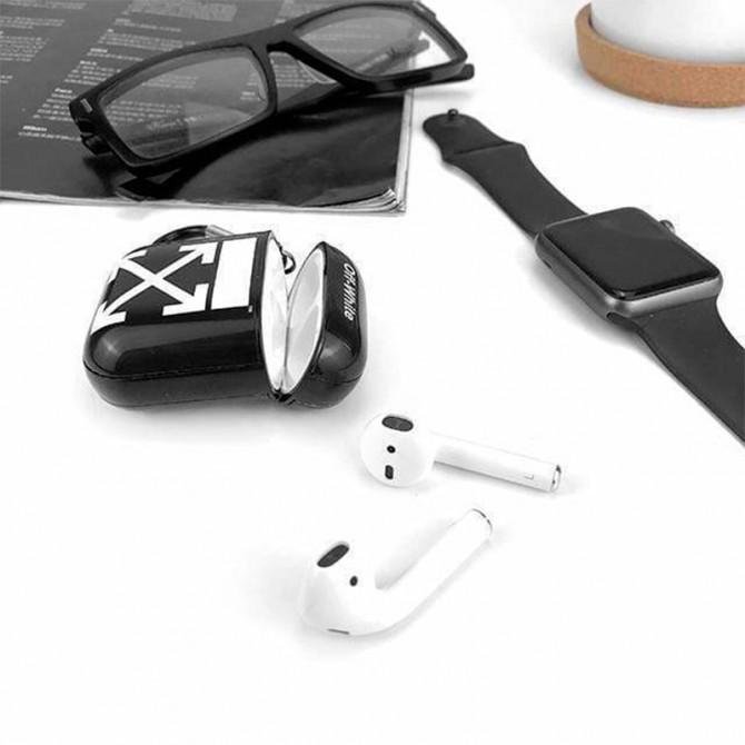 Чехол U-Like Glossy Brand Protective For Airpods OFWHITE Black-2