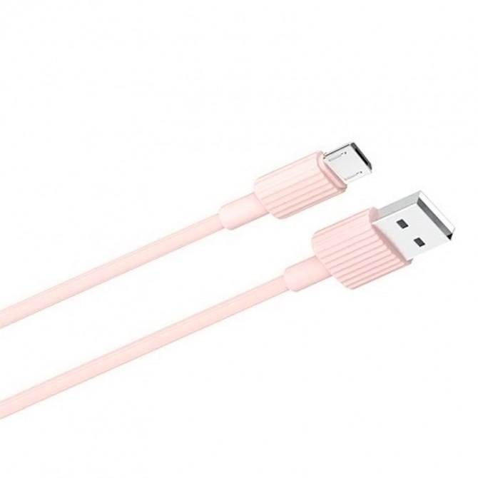 USB Cable XO NB156 MicroUSB 2.4A/1m Pink-1