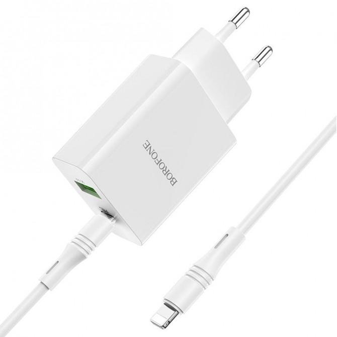 Мережевий зарядний пристрій Borofone BA56A PD20W+QC3.0 White + Cable Type-C to Lightning-2