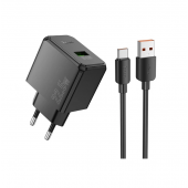 Мережевий зарядний пристрій 1USB Hoco CS17A Multi-Protocol 22.5W Black + Type-C Cable
