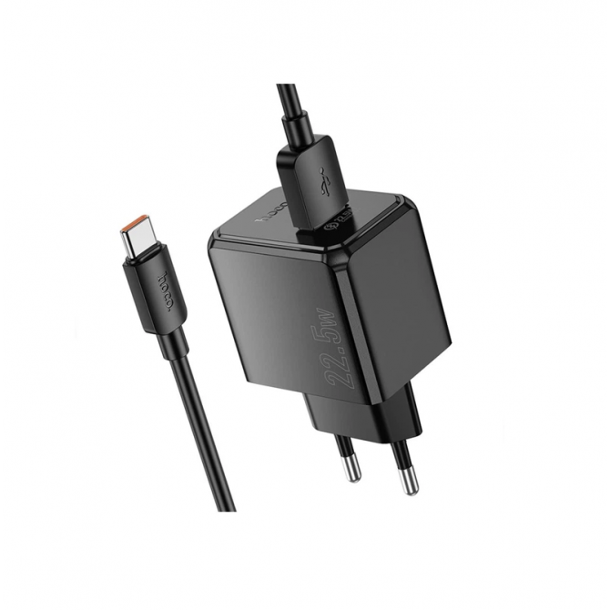 Мережевий зарядний пристрій 1USB Hoco CS17A Multi-Protocol 22.5W Black + Type-C Cable-1