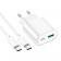 Мережевий зарядний пристрій 1USB + Type-C Hoco C109A Fighter QC3.0 18W White + Cable Type-C